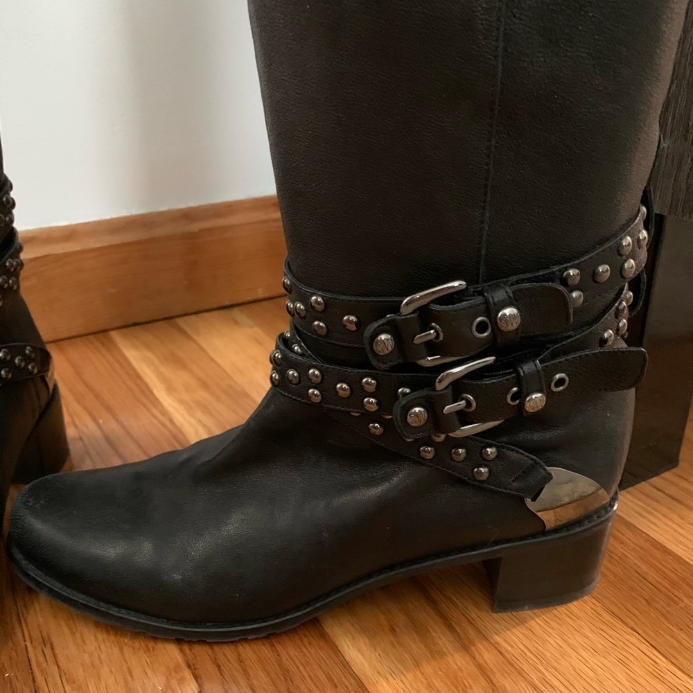 Black Knee High Studded Boots by Stuart Weitzman - Picture 9 of 10